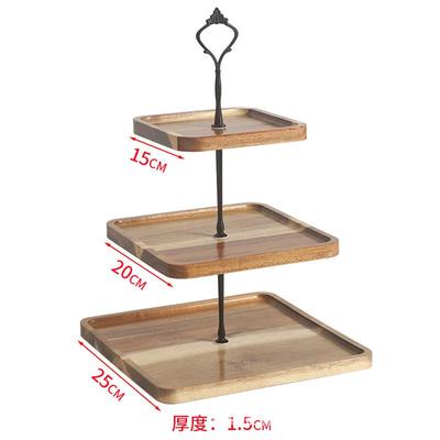 圆形三层圆形展示甜品果盘架木质简约多层盘风陈列大容量盘托盘台