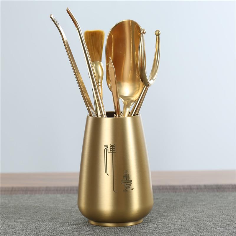 茶道六君子套装功夫茶具配件大全黄铜6君子喝茶泡茶工具茶刀茶洗