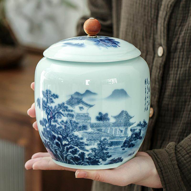 大号陶瓷茶叶罐一斤装密封罐红茶普洱绿茶储物罐空罐家用摆件创意