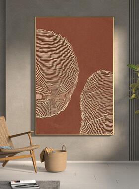 北欧几何线条抽象客厅装饰画橙色玄关大幅落地办公室民宿酒店挂画
