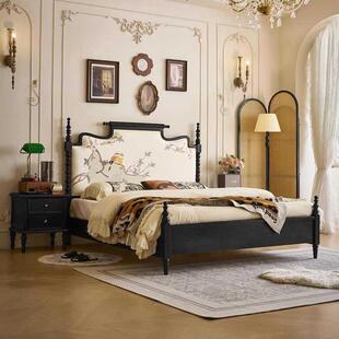 美学中古风实木床软包床主卧小户型1.8米双人床1.5米现代婚床 宋式