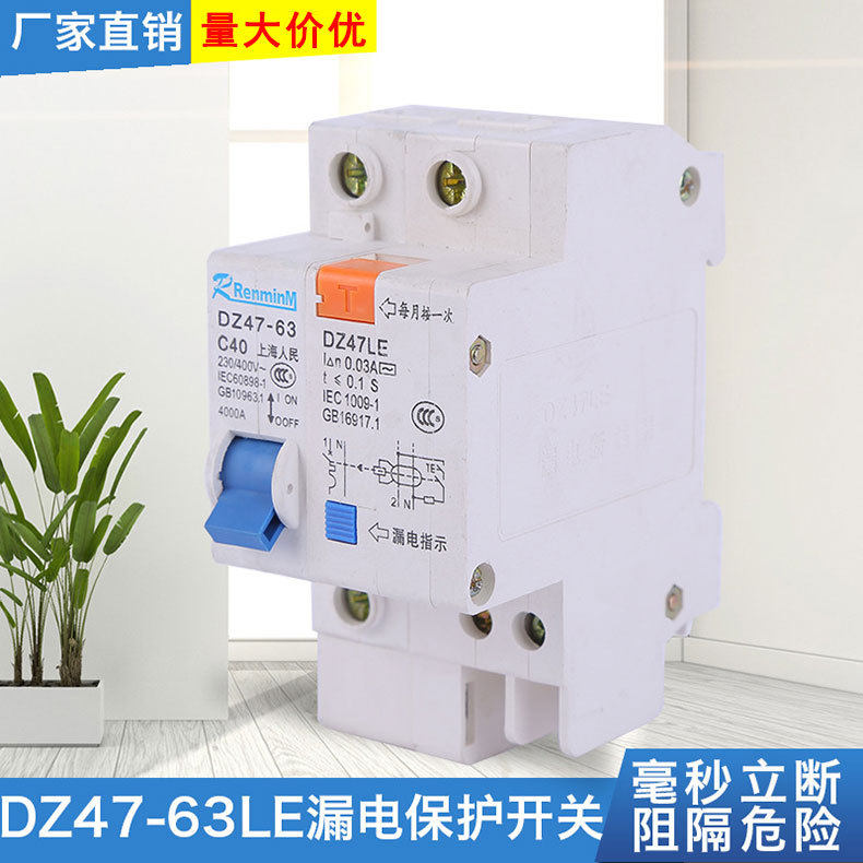 DZ47-63LE漏电保护开关 漏电断路器 小型 家用开关 规格齐全