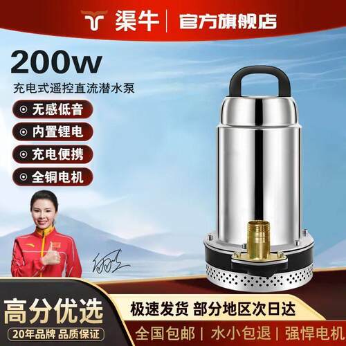 遥控无线 线抽水泵12v直流潜水泵户外抽水泵充电式潜水泵锂电抽水