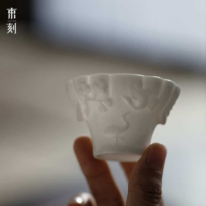 浮雕杯单功夫主人束复古品茗玉纯手工茶人瓷玩 杯刻雅茶具杯家用,餐饮具,茶杯,淘宝优惠券,粉丝福利购,淘宝优惠卷