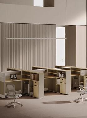 屏风办公桌十字L型F型T型工位卡座员工职员四6六人位财务桌椅组合