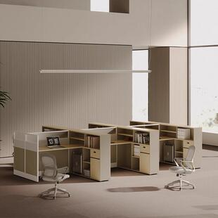 屏风办公桌十字L型F型T型工位卡座员工职员四6六人位财务桌椅组合