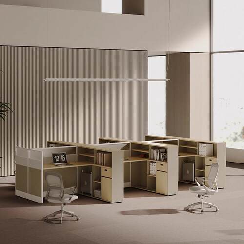 屏风办公桌十字L型F型T型工位卡座员工职员四6六人位财务桌椅组合