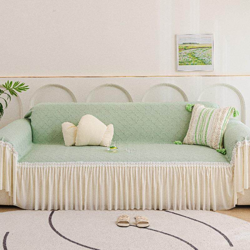 裙摆凉豆豆沙发巾2025新款夏季冰丝凉感透气防猫抓一片式沙发套罩