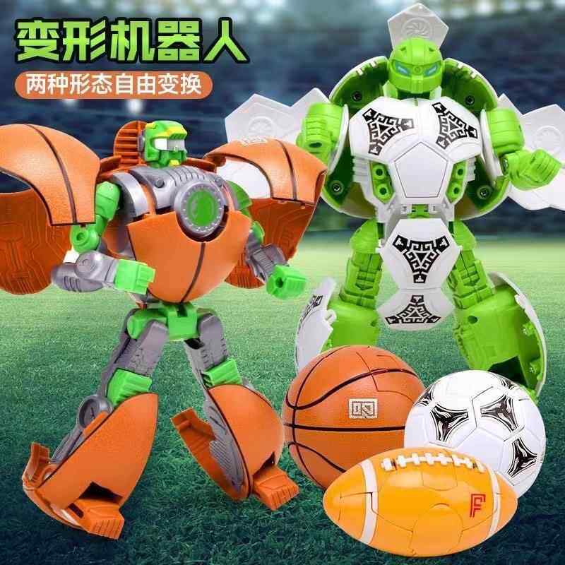 儿童球形变形玩具篮球机器人橄榄球足球变身战士金刚益智男孩