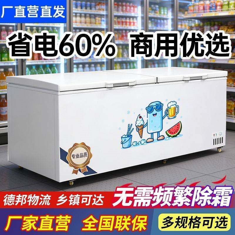 商用大容量冰柜全冷冻全冷藏冰柜家用两用冰箱双温卧式双门展示柜