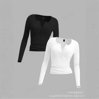 Long sleeved T-shirt base shirt, versatile women's top base