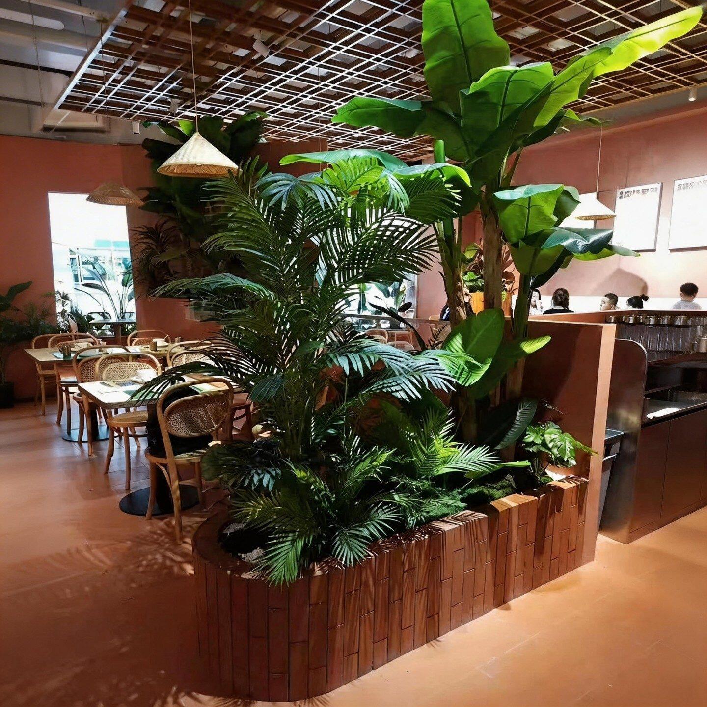 仿真热带植物造景网红打卡室内隔断布置散尾葵美人蕉氛围软装摆件