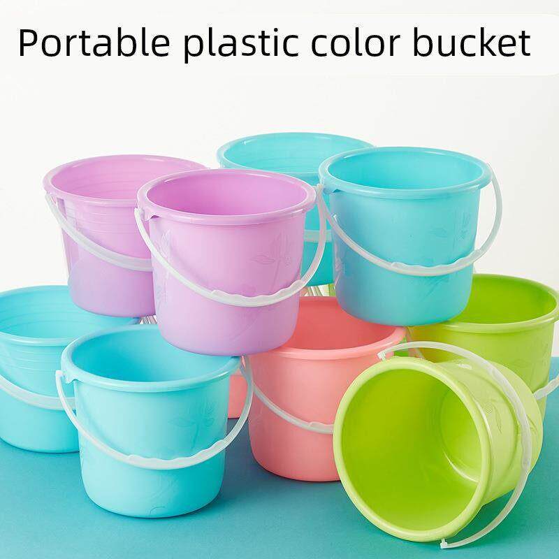 塑料小水桶加厚带盖儿童玩水沙滩桶家用厨房洗菜美术画画采摘车桶
