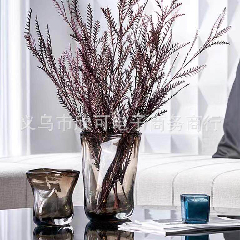 现代家居饰品轻奢手工吹制透明玻璃花瓶样板房客厅摆件异形花器