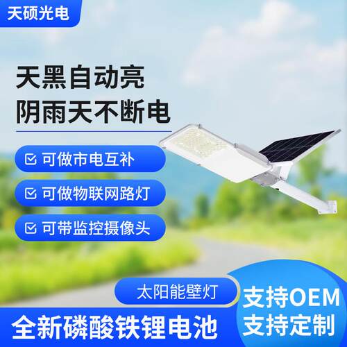 新农村6米太阳能路灯LED高亮灯珠户外防水带发电板光控自动感应灯