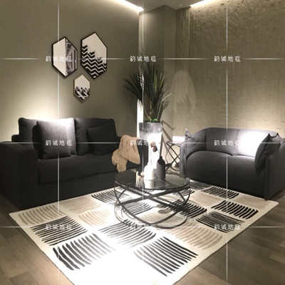 简约北欧风格地毯客厅现代条纹几何沙发茶几地垫卧室房间床边地毯