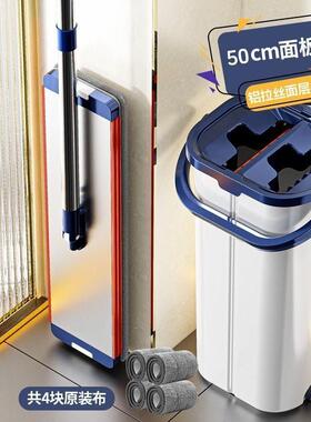 Household mop and bucket set Flat mops with wringer mop pads