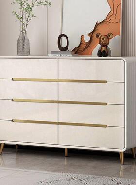 奶油ESK实木柜卧室抽屉收斗纳皮客厅五斗柜轻奢质床尾多式层储物