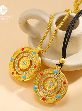 沙金古法点钻福字圆满时来运转吊坠男女款本命年项链罗盘挂坠