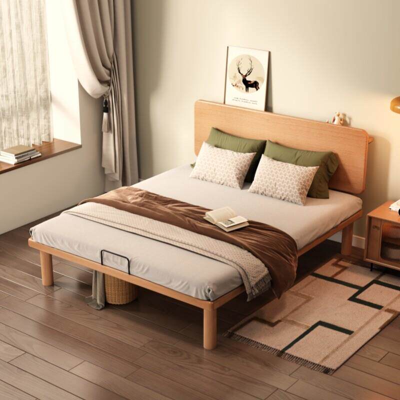 全榉木悬浮床实木床现代简约平板床卧室大床可定制无床头床榻榻米