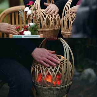 火笼竹编老式烘笼手工竹编取暖火盆火篮怀炉家用老人手提式烤火笼