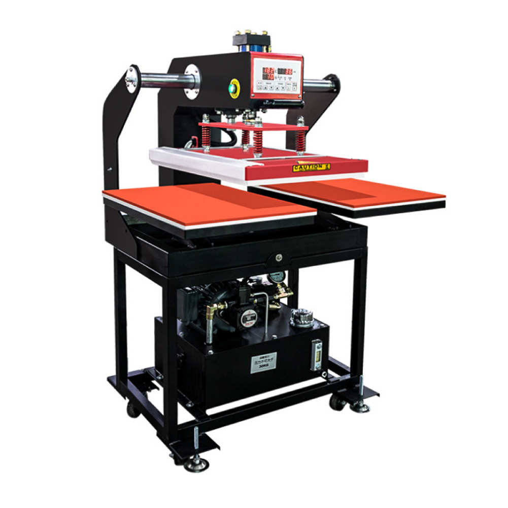鸿图烫画专用液压双工位烫画机工厂烫印手动调节服装熨烫机器
