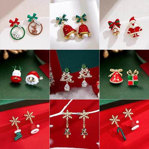 Christmas series earrings asymmetrical earrings圣诞甜美耳饰