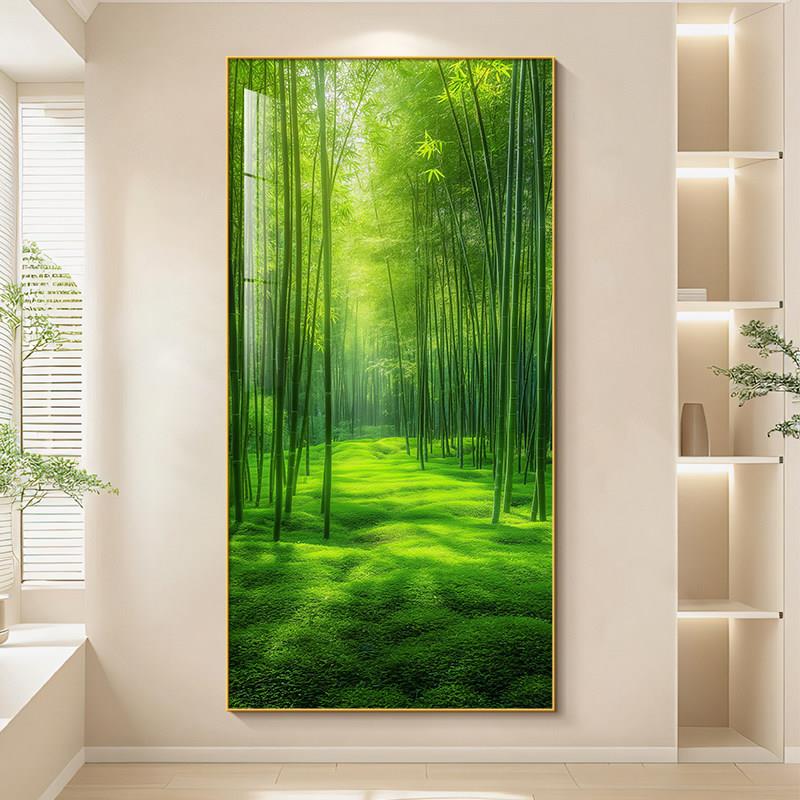 竹子挂画 画大气玄关竹报平安装饰画 画新款绿色竹林风景客厅入户