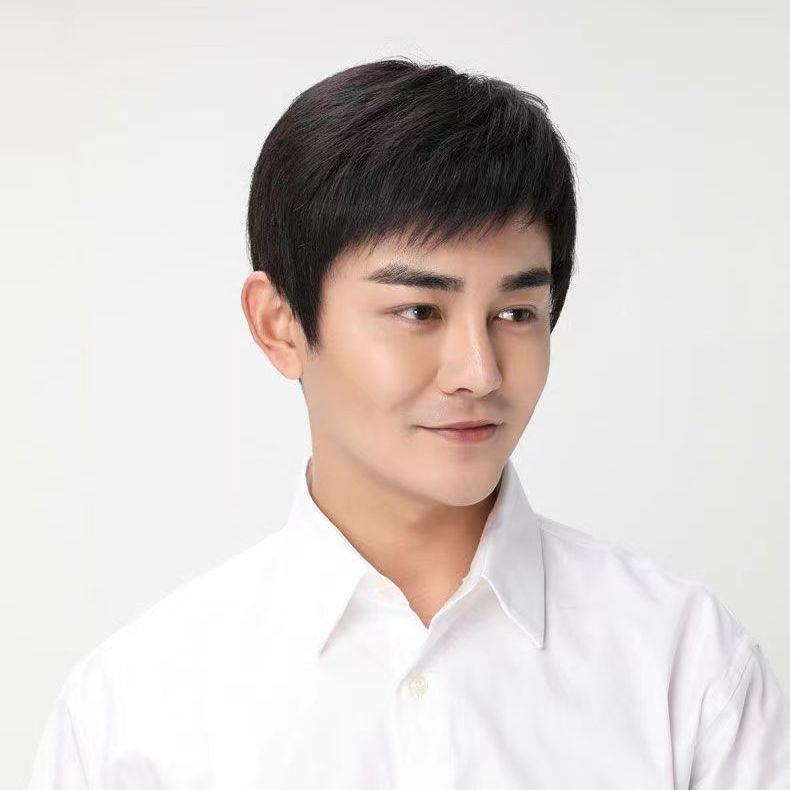 假发男短发男士真发全头套式男生假发套全真发自然真人发丝假头
