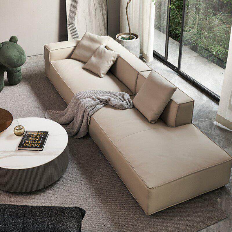 意式极简豆腐块直排布艺沙发轻奢科技布小户型客厅硅胶皮贵妃组合