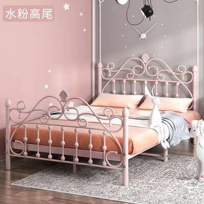 铁艺床儿童公室主床卧铁钢架艺出租房公寓双KFP人床床欧式简约铁