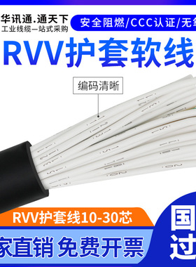 国标RVV多芯电缆10 12 16 20 24 30芯0.5 0.75平方KVVR信号控制线