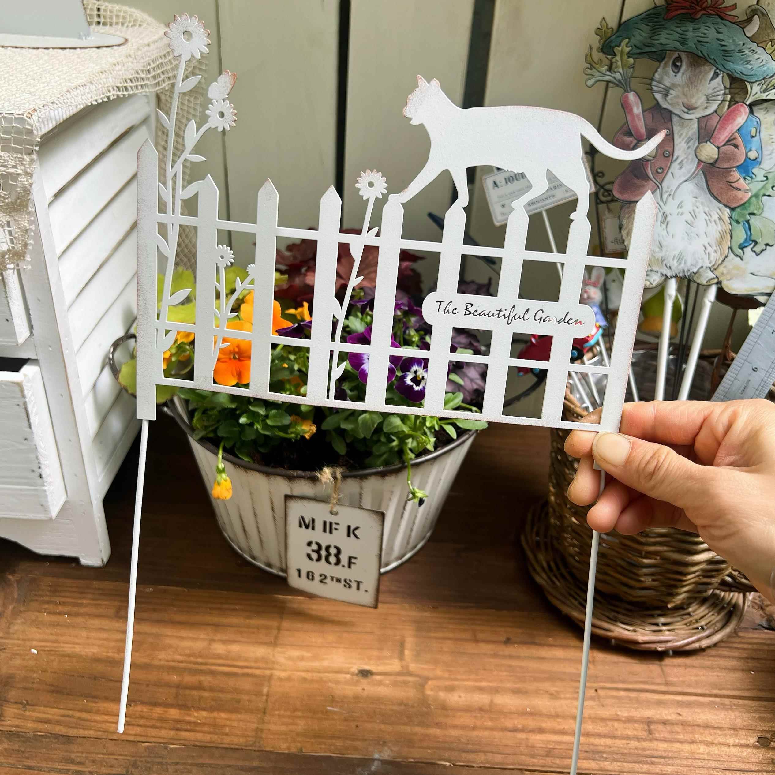 园艺杂货锻铁插花猫花攀爬栅栏栅栏装饰插件装饰攀爬藤架