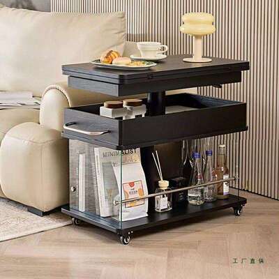 奢实木移动升降几家茶用边柜轻多功能沙VGN发简约现代阳台型小户