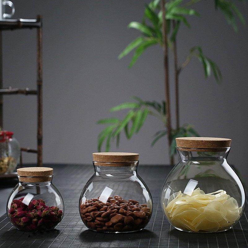家用软木塞盖子零食防潮密封瓶 高硼硅玻璃材质茶叶罐储物罐