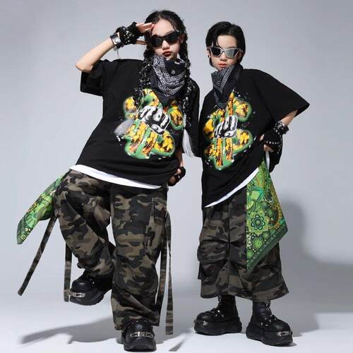 幼儿hiphop街舞潮嘻哈女孩爵士舞套装男孩架子鼓酷帅炸街演出服夏