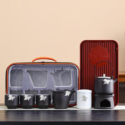 创意商务高公司档公杯礼品陶瓷便枫叶旅行携式太旅行包茶具套装伴