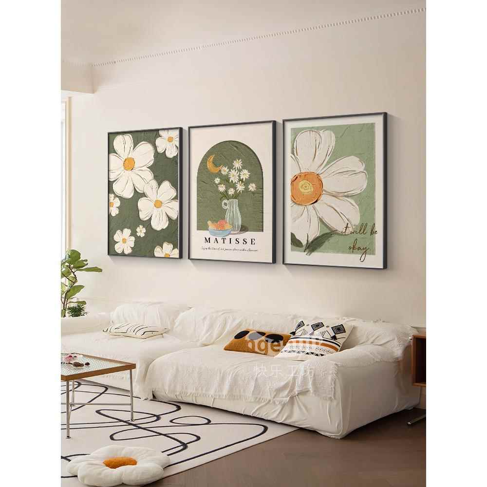 网红厅装饰沙画高级感三联画背景墙挂画发现简约壁画墙上玄关代轻图片