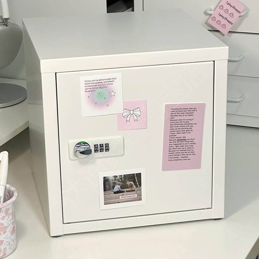 带密码锁双层金属储物柜 宿舍办公室私密收纳盒 可放A4纸小型保险,收纳整理,收纳箱,淘宝优惠券,粉丝福利购,淘宝优惠卷