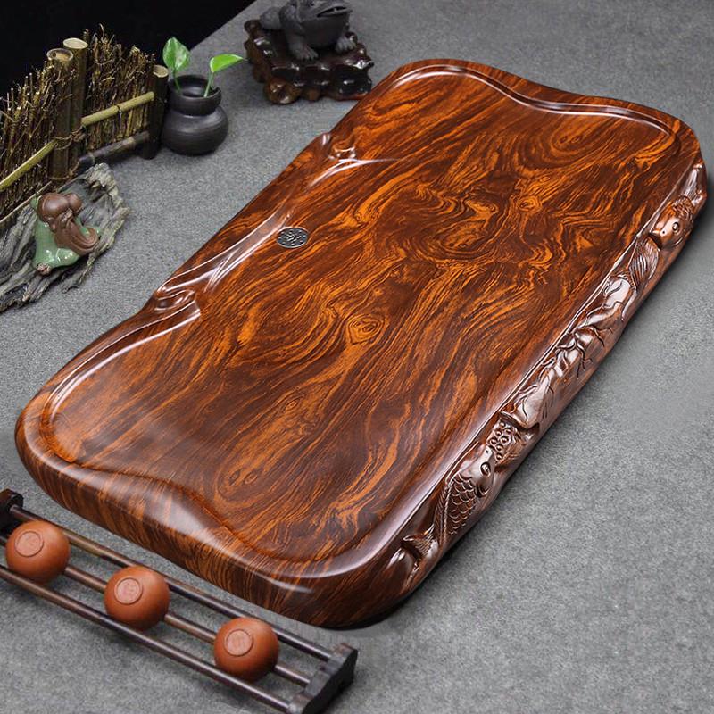 茶盘实木家用茶具大号现代简约长方形托盘整块仿花梨木质小型茶台