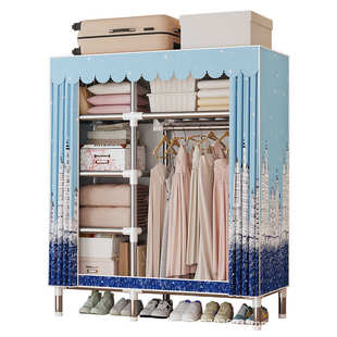 衣柜简易卧室全钢架拼装衣柜出租房衣柜家用衣柜特大加粗20mm衣橱