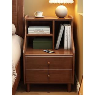 实木床头柜简单现代卧室储物柜北欧家庭小公寓床头柜多功能储物柜