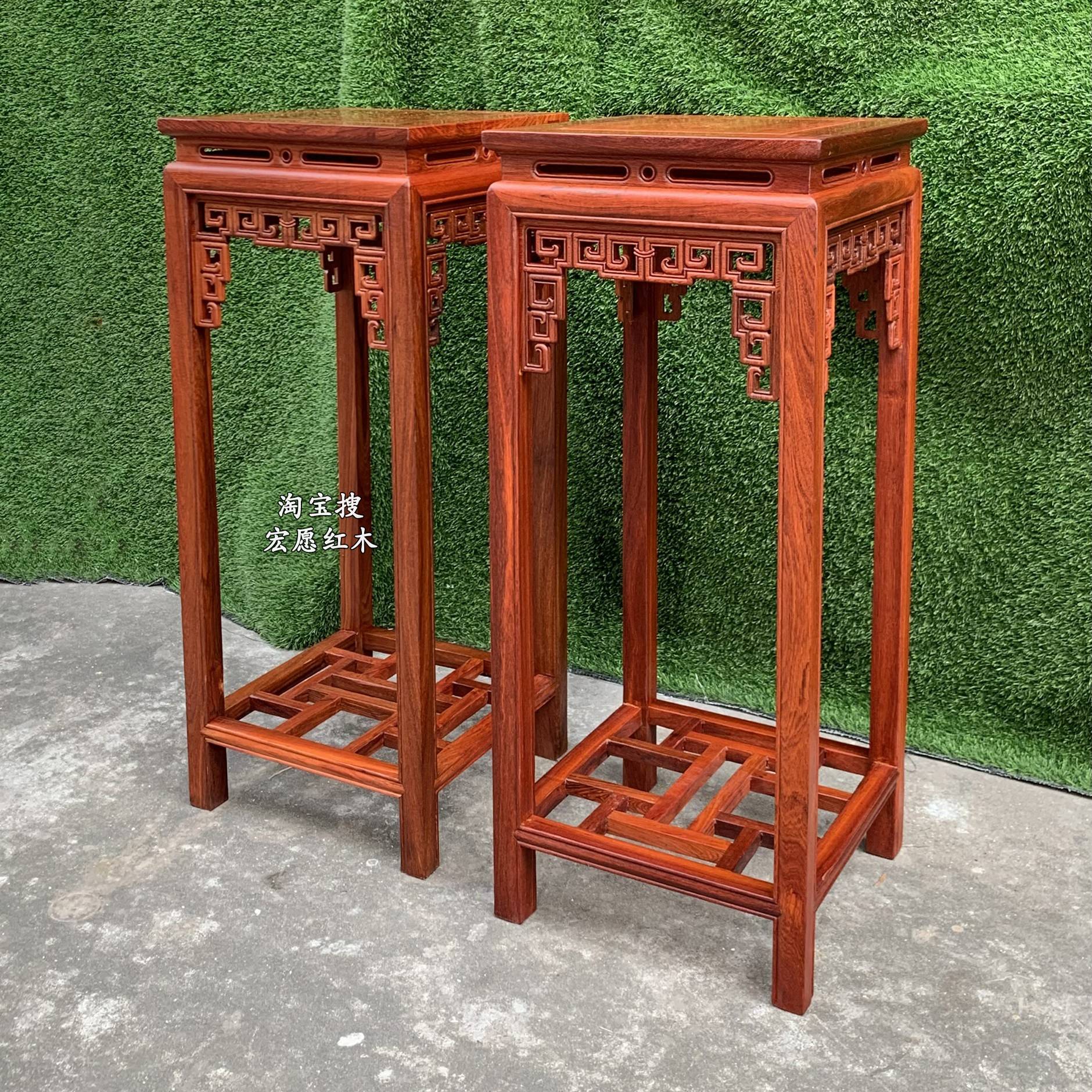 缅甸花梨木花架大果紫檀中式古典家用客厅盆景实木花几红木家俱