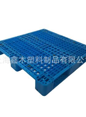 川字托盘1210网格塑料栈板货架叉车卡板可加钢管四面进叉蓝色