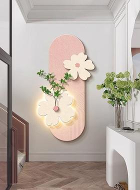 式奶玄关装AL101709饰风画绿植壁画实物画轻奢感法油客厅走廊过道