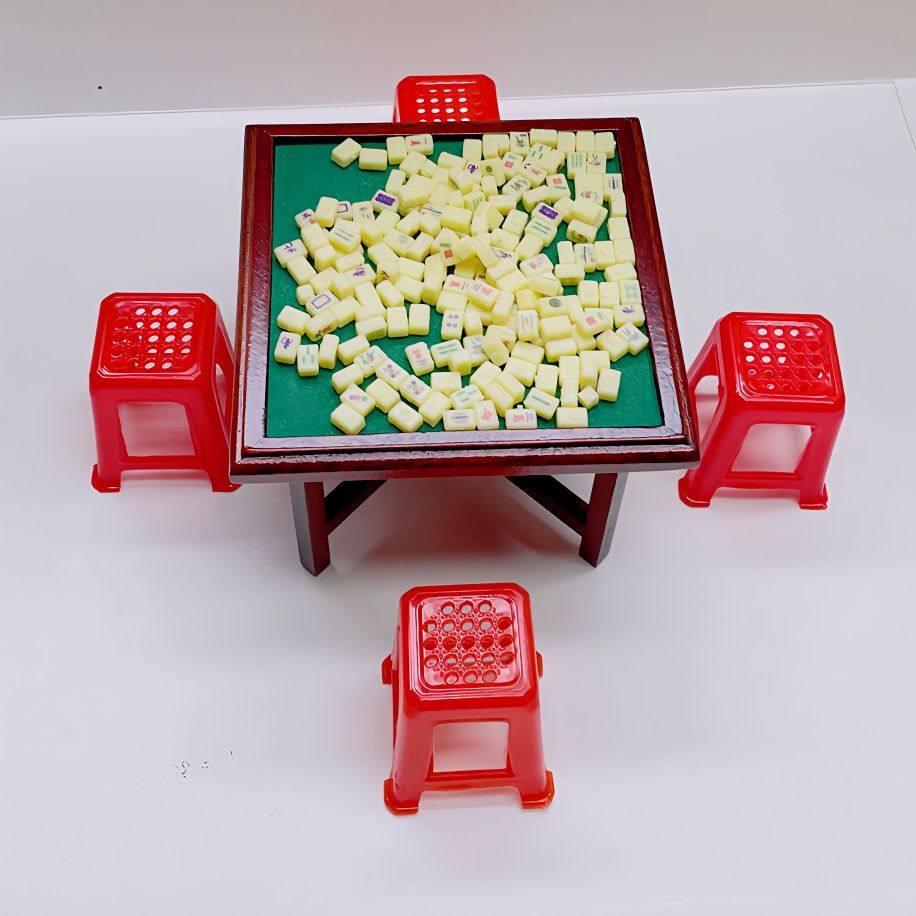 微缩食玩迷你仿真麻将套装12分OB11家具场景diy娃娃屋模型小摆件