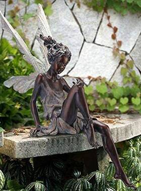 W41-XL图多图勒克摆仙女雕像树脂天的使雕像坐着童话仙花园装女饰