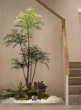 仿真南天竹造景绿植室内楼梯下景观植物落地盆栽橱窗假树摆件装饰