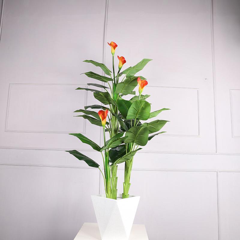 外贸仿真植物马蹄莲 北欧风假绿植装饰 大型盆栽室内盆景摆件