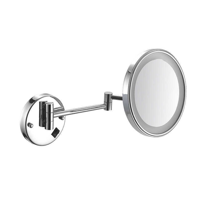 放大镜浴室免折叠led带梳妆单面镜打孔壁挂式伸缩镜子美容化妆灯